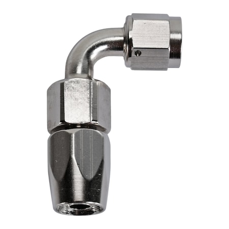 Speedfx HOSE ENDS Full Swivel; -6AN; 90 Degree; Electro Nickel Plated; Aluminum; Single 510690E